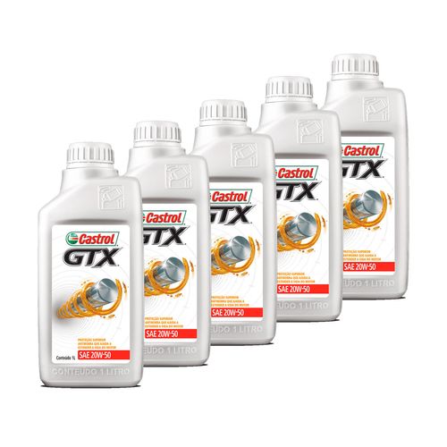 Kit 5 Óleo Motor Mineral Castrol GTX Antiborra SAE 20W50 - 5 Litro | Furlan Auto Peças