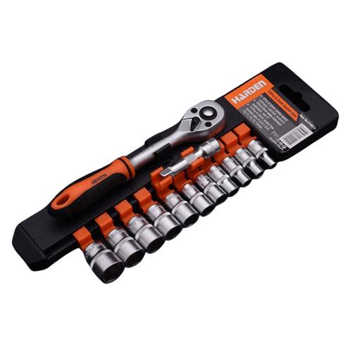 Jogo de Soquetes Sextavado 1/4" com 13 Peças 4 a 14mm - H-510013