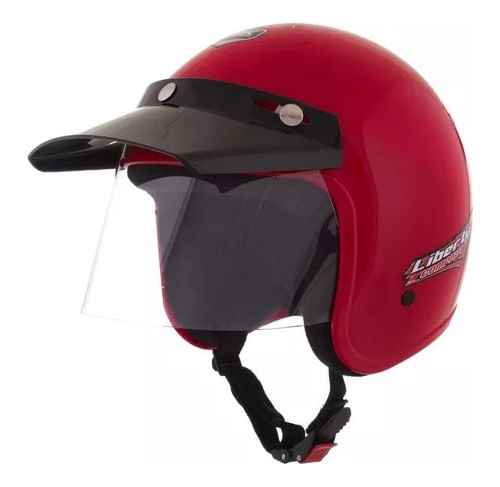 Capacete Aberto Liberty Compact Pala Piruzinho Vermelho