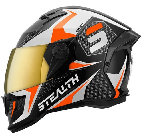 Novo Capacete Fechado Protork Stealth Concept Branco/laranja