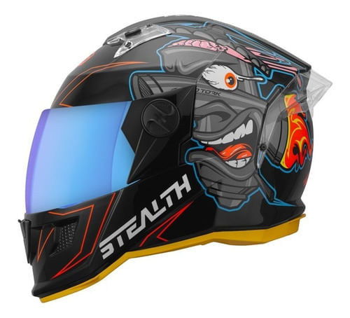 Capacete Fechado Protork Stealth Carburetor Preto/laranja