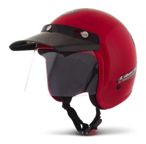Capacete Aberto  Liberty Compact Pala Piruzinho Vermelho