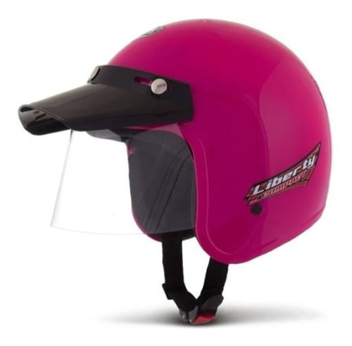 Capacete Aberto Protork Liberty Compact Pala Piruzinho Rosa