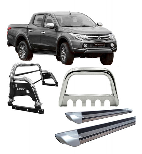 Kit Quebra Mato=estribo Perso=santo Antônio 20 L200 Cromo