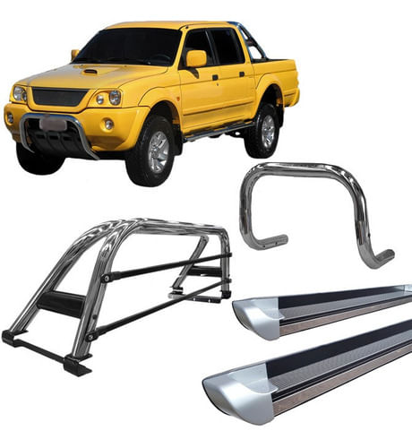 Kit Quebra Mato+estribo Perso+santo Antônio L200 04 Cromado