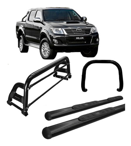 Kit Quebra Mato+estribo Ol+sant Antonio H2 Hilux 05/15 Preto