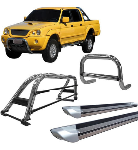 Kit Quebra Mato+estribo Perso+santo Antônio L200 Cromado