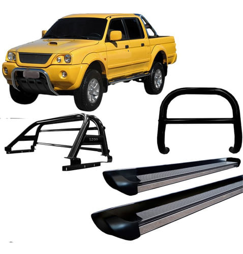 Kit Quebra Mato+estribo Perso+santo Antônio L200 Preto