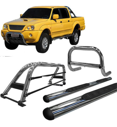 Kit Quebra Mato+estribo Oval+ Santo Antônio L200 04 Cromado