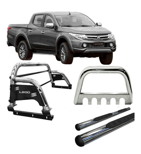 Kit Quebra Mato=estribo Oval=santo Antônio 20 L200 Cromo