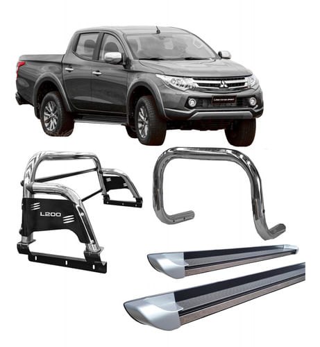 Kit Quebra Mato=estribo Perso=santo Antônio 2020 L200 Cromo