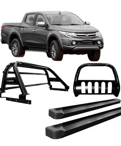 Kit Quebra Mato=estribo=santo Antônio Duplo 20 L200 Preto