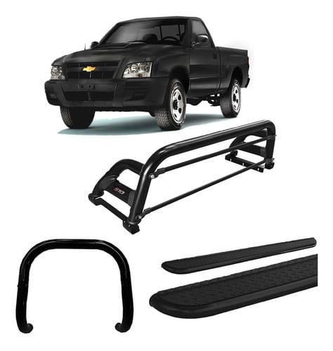 Kit Quebra Mato Santo Ant H2 Estribo Ch S10 94/2011 Preto Cs