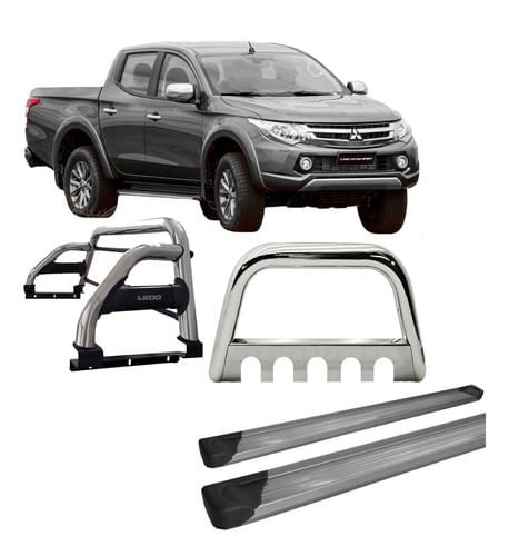 Kit Quebra Mato,estribo,santo Antônio H2 L200 A 20 Cromado