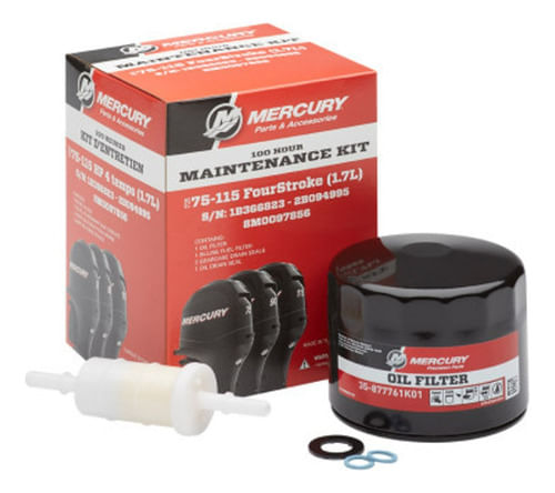 Kit Revisão 100 Horas Motor Mercury 4t 75 90 115 Bloco 1.7l