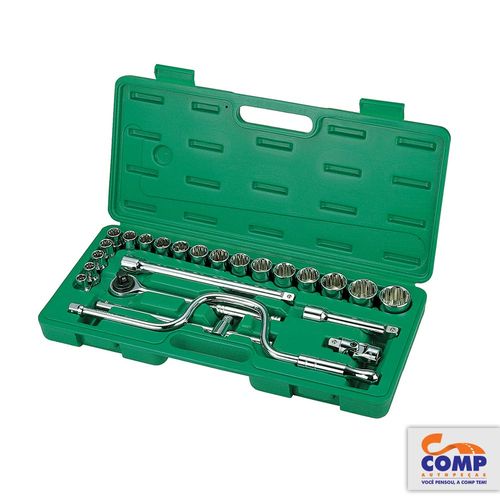 Jogo de Soquete Estriado Encaixe 1/2” 24 Peças Belzer 204400BR