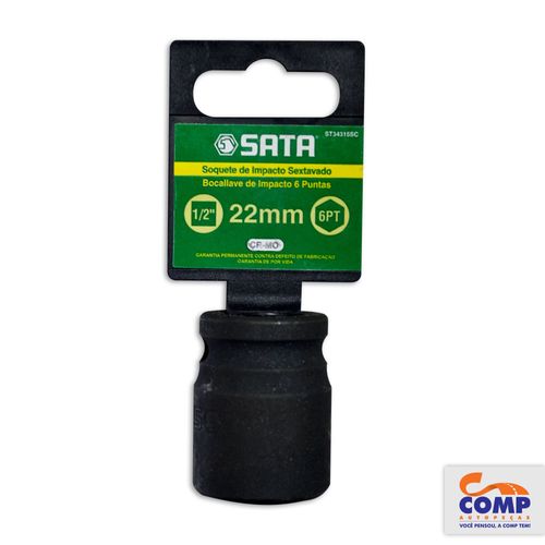 Soquete Impacto Sextavado Sata 22mm 1/2 polegadas Aço Cromo Molibdênio Fosfatizado Apertar Afrouxar Parafusos ST34315SC