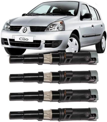 Kit com 4 Bobina de Ignicao Renault Clio Scenic Megane Kangoo 1.6 16v
