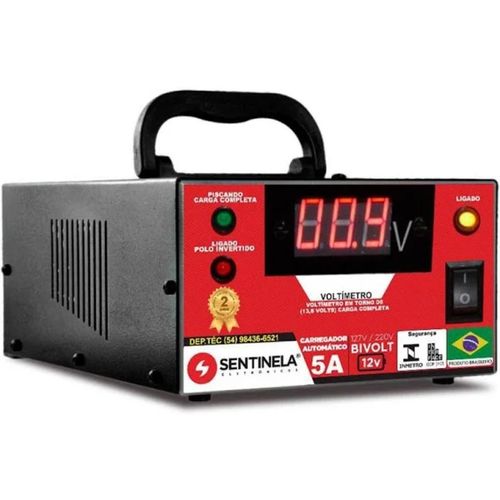 Carregador de Bateria Automotivo Bivolt 5A 12V - SENTINELA