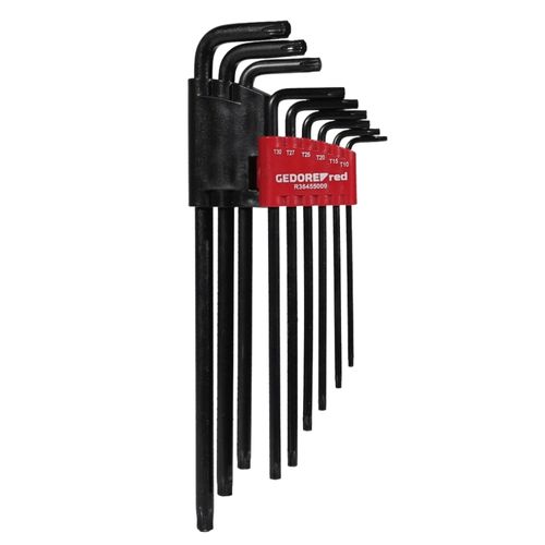 Jogo de Chave Torx em L T-10 A T-50 - Extra Longa - Hexalobular- R36455009- Gedore  Red