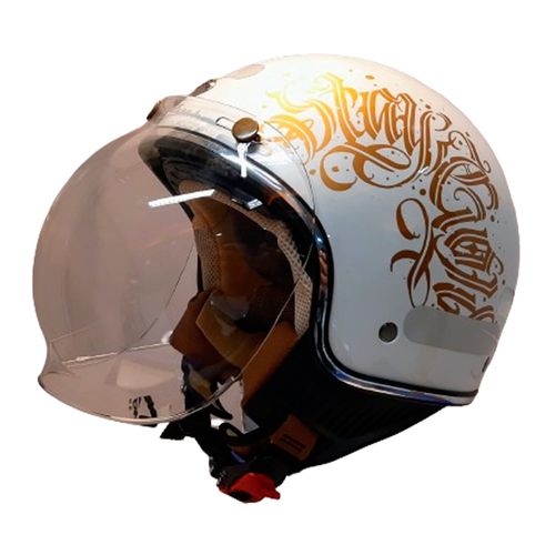 Capacete Astone Minijet 66 Black Letters com Viseira Bolha