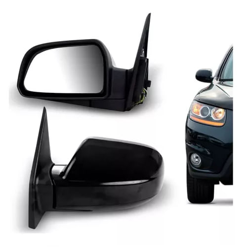 RETROVISOR ESQUERDO SANTA FÉ 2007/2013 ELETRICO PRETO SEM PISCA