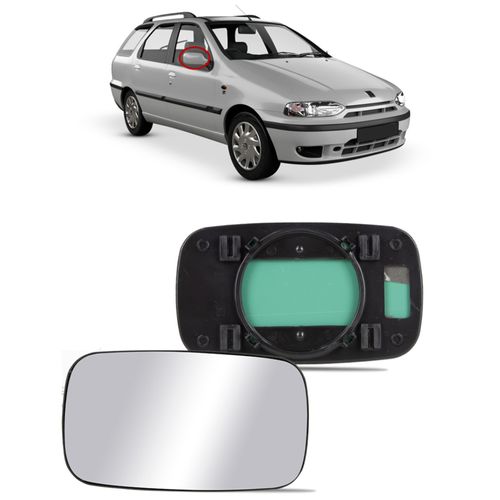 LENTE DO RETROVISOR DIREITO PALIO/WEKEEND 97/00 (COM BASE)