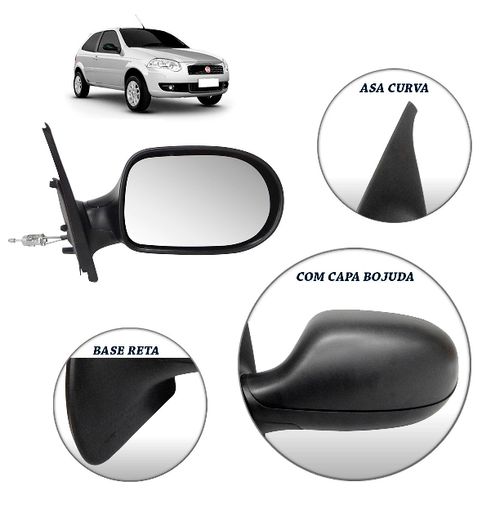 RETROVISOR DIREITO PALIO 2008/2012 2 PORTAS C/C (RETO)