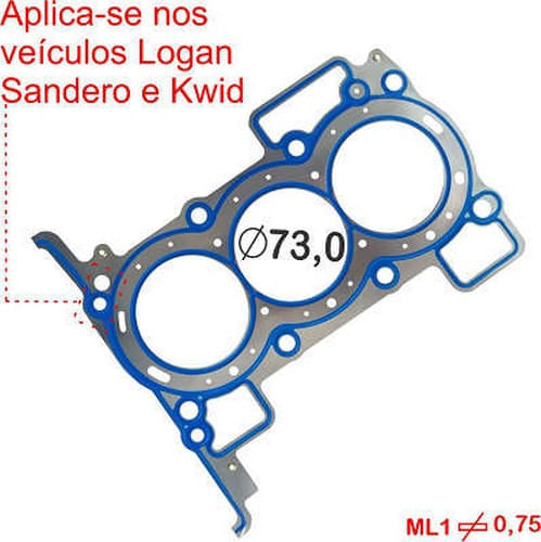 JUNTA DO CABECOTE - RENAULT LOGAN SANDERO KWID 1.0 12V 3CIL APOS 2016 SCE B4D