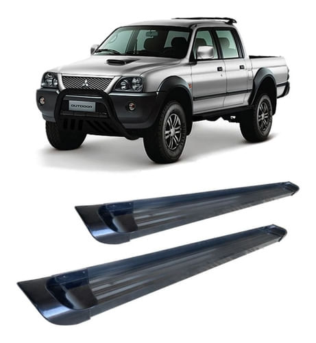 Estribo L200 Sport Outdoor Plataforma De Aluminio Preto