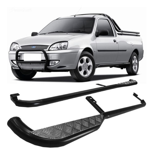 Estribo Tubolar Com Chapa Courier Preto