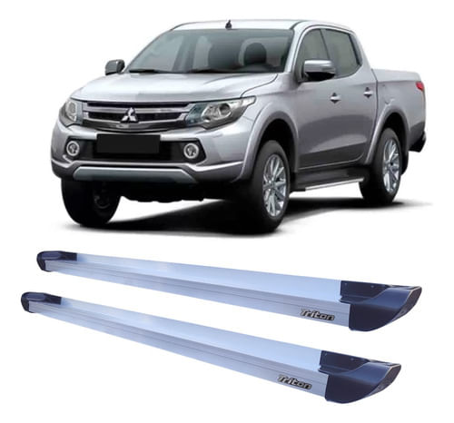 Estribo L-200 Triton Plataforma De Alumínio Prata C Dupla