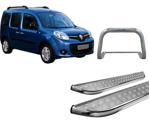 Kit Quebra Mato Estribo Chapa Kangoo Cromado