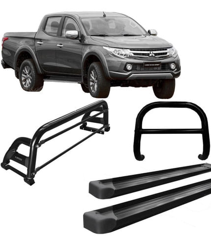 Kit Quebra Mato Estribo Santo Antônio H2 L200 A 020 Preto