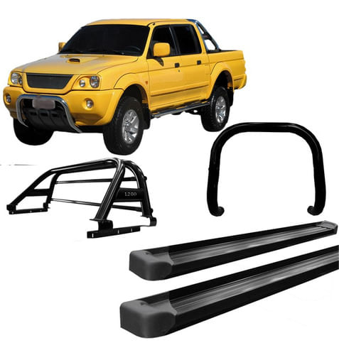 Kit Quebra Mato Estribo Plata Santo Antônio L200 Preto