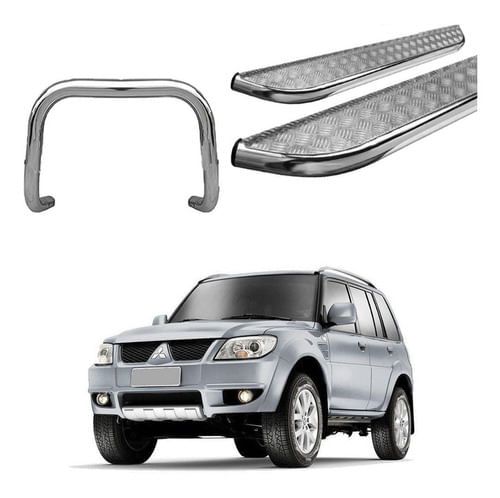Kit Quebra Mato Estribo Chapa Cromado Tr4 Todos Os Anos