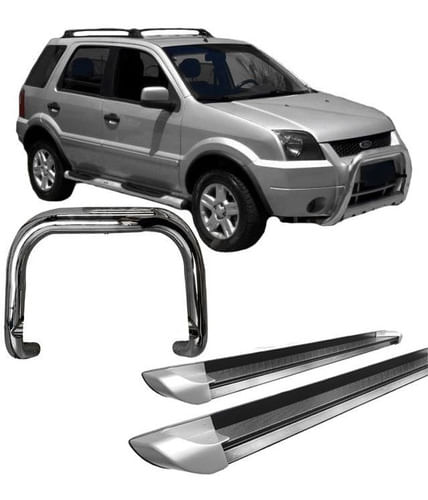 Kit Quebra Mato Estribo Personalizado Ecosport Cromado
