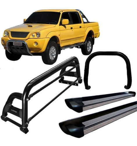 Kit Quebra Mato Estribo Santo Antônio H2 L200 2004 Preto