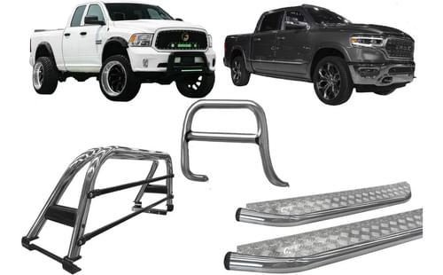 Kit Quebra Mato Estribo Ch Santo Antônio Dodge Ram Cromado
