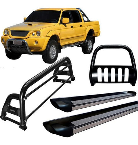 Kit Quebra Mato*estribo*santo Antônio H2 L200 04 Preto