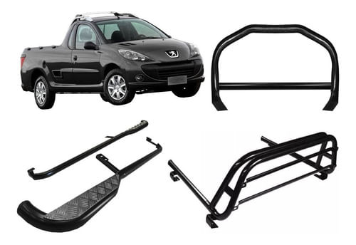 Kit Quebra Mato Estribo Santo Antônio Peugeot Hoggar Preto