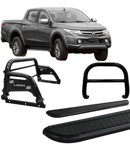 Kit Quebra Mato Estribo Santo Antônio H3 020 L200 Preto