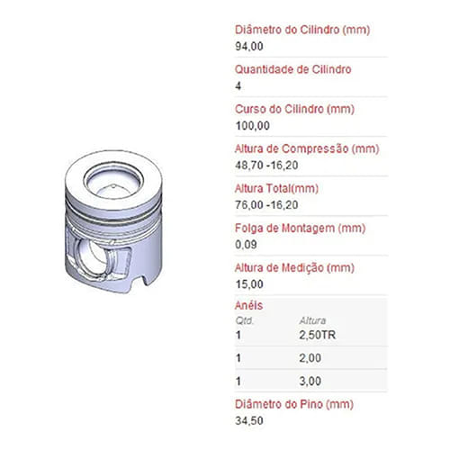 PISTAO - CUMMINS ISF 2.8 | VW 6.160 DELIVERY | FORD F350 F4000