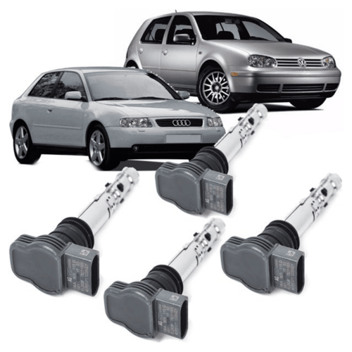 Kit 4 Bobina de Ignição Golf Gti 1.8 20V Turbo Audi A3 e A4 1.8 Turbo 180cv - Original
