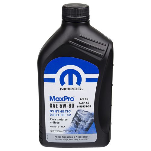 Óleo do motor Mopar 5W30 SAE API SN Diesel DPF