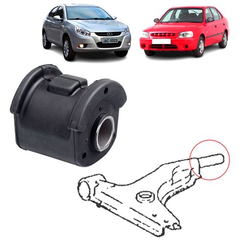 Bucha maior da bandeja Dianteira Hyundai Accent 1.5 1994 A 2000/ Jac motors j3