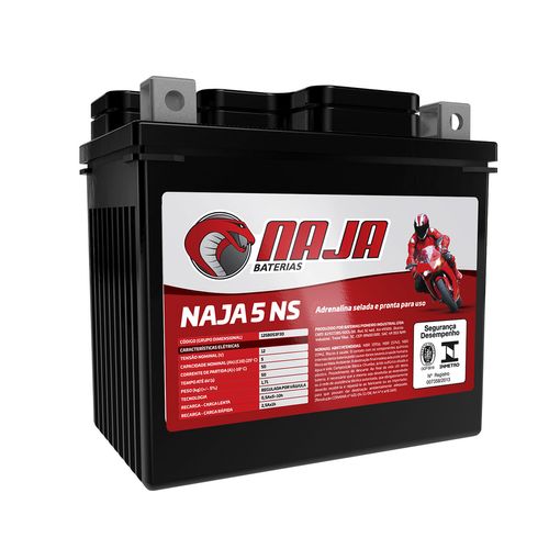 Bateria Moto AGM/VRLA Naja 5 NS 12V 5Ah