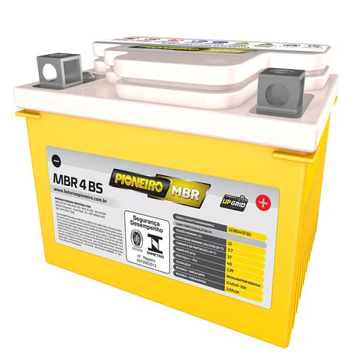 Bateria Moto AGM/VRLA Pioneiro MBR 4 BS 12V 3,7Ah