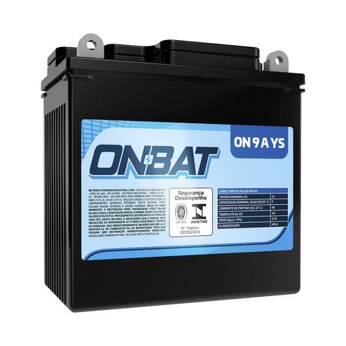 Bateria Moto AGM/VRLA Onbat ON 9A YS 12V 9Ah