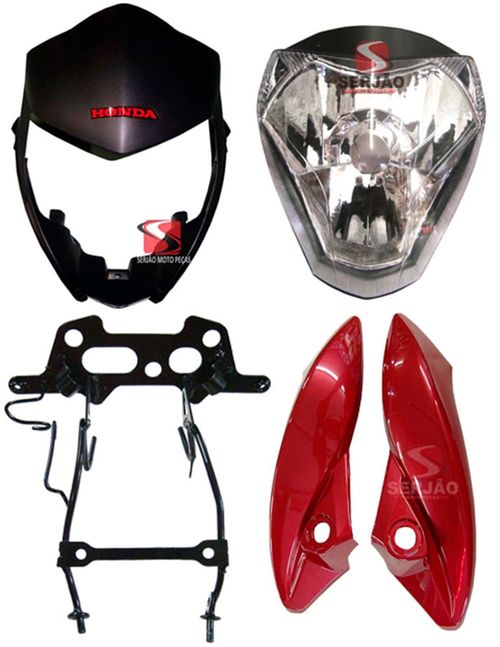 Farol Cb300 Frontal Original Logo Vermelho, Aranha Carenagem Lateral Todas